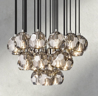 Beula De Cristal Clear/ Smoke Glass Round Cluster Chandelier 14", 19", 24", 30", 40" - cyranlighting