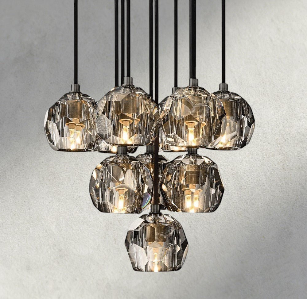 Beula De Cristal Clear/ Smoke Glass Round Cluster Chandelier 14", 19", 24", 30", 40" - cyranlighting