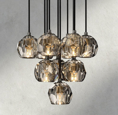 Beula De Cristal Clear/ Smoke Glass Round Cluster Chandelier 14", 19", 24", 30", 40" - cyranlighting
