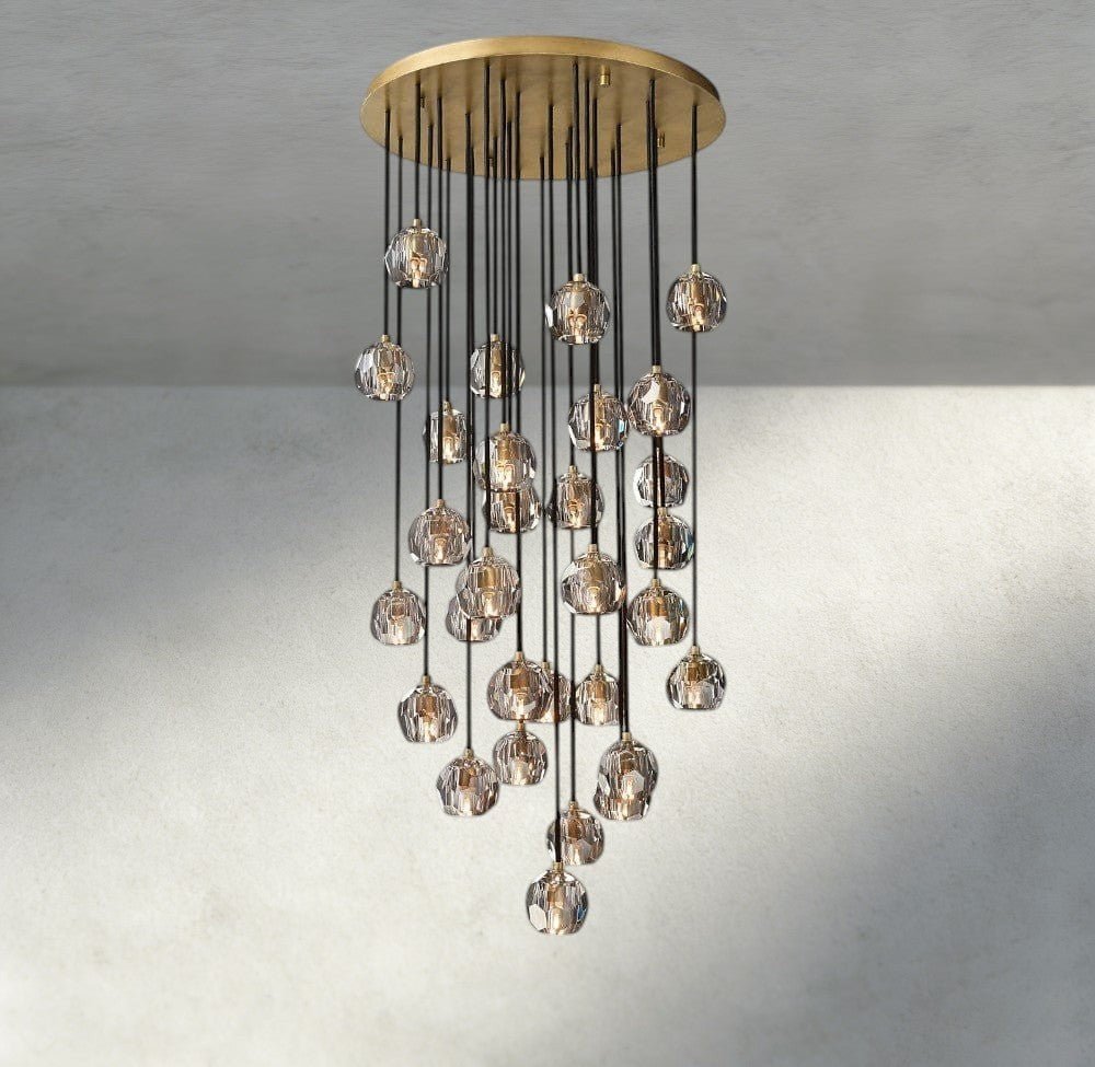Beula De Cristal Clear/ Smoke Glass Round Cluster Chandelier 14", 19", 24", 30", 40" - cyranlighting