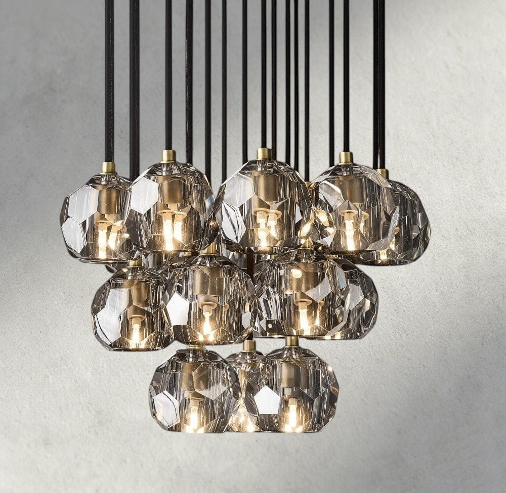 Beula De Cristal Clear/ Smoke Glass Round Cluster Chandelier 14", 19", 24", 30", 40" - cyranlighting