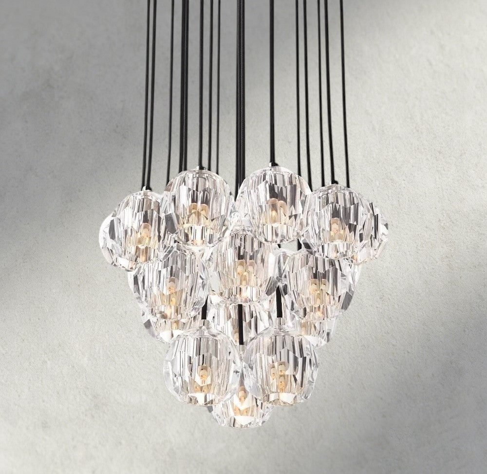 Beula De Cristal Clear/ Smoke Glass Round Cluster Chandelier 14", 19", 24", 30", 40" - cyranlighting
