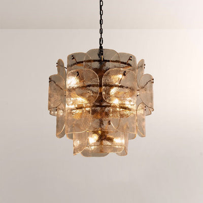 Blaire Tiered Blown Glass Chandelier - cyranlamps