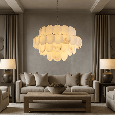 Bordwell Marble Chandelier 31" - cyranlamps