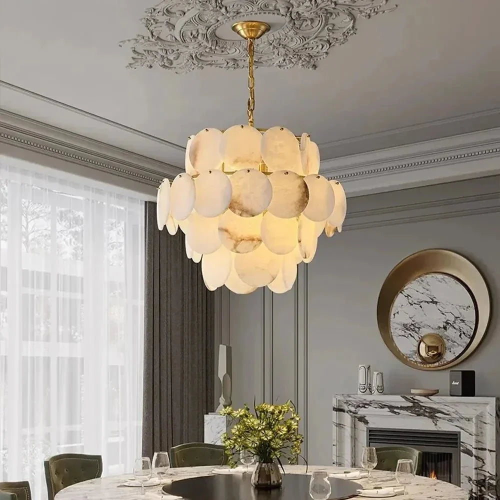 Bordwell Marble Chandelier 31" - cyranlamps