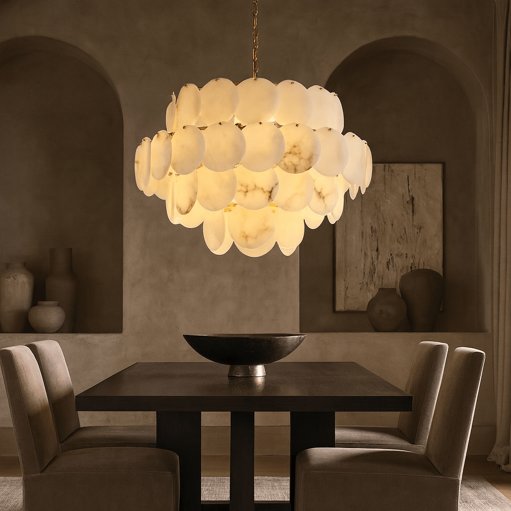 Bordwell Marble Chandelier 31" - cyranlamps