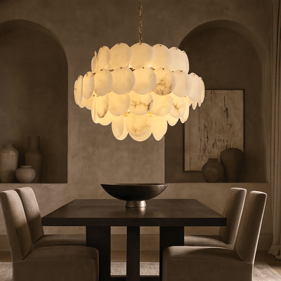 Bordwell Marble Chandelier 31" - cyranlamps
