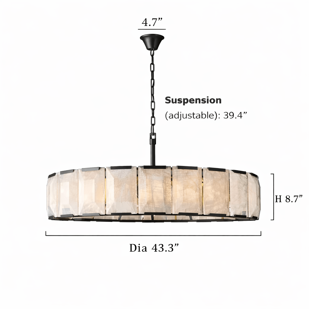 Brookhill Calcite Round Chandelier 43" - cyranlighting