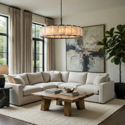 Brookhill Calcite Round Chandelier 43" - cyranlighting