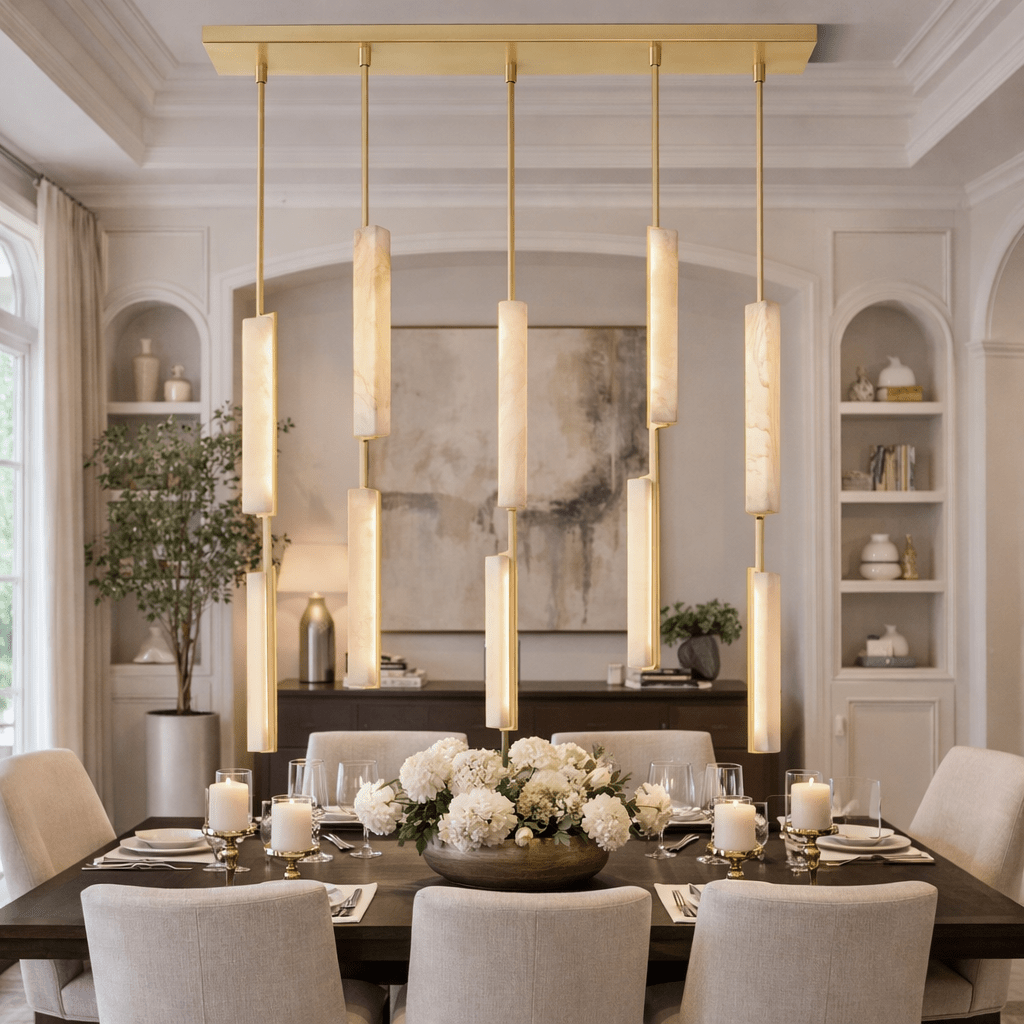 Budubon Alabaster Linear Chandelier - cyranlighting