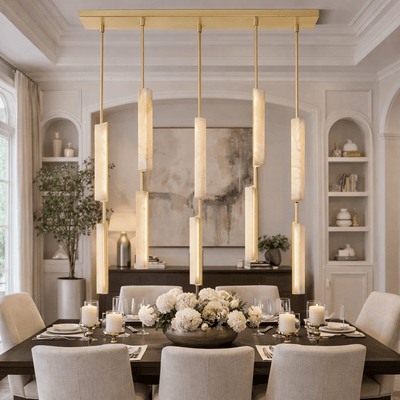 Budubon Alabaster Linear Chandelier - cyranlighting