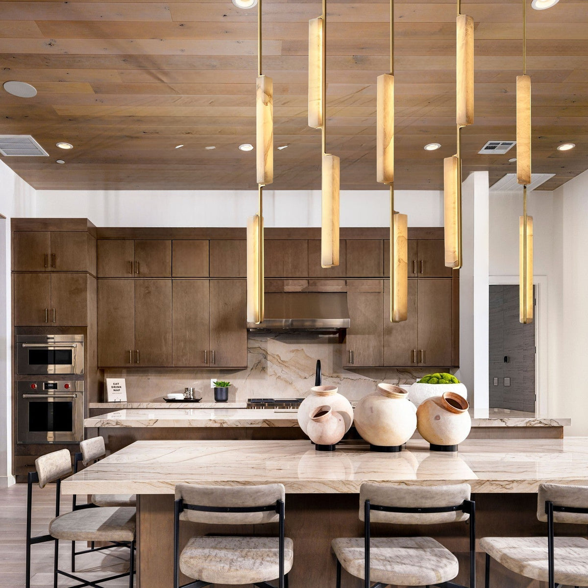 Budubon Alabaster Linear Chandelier - cyranlighting