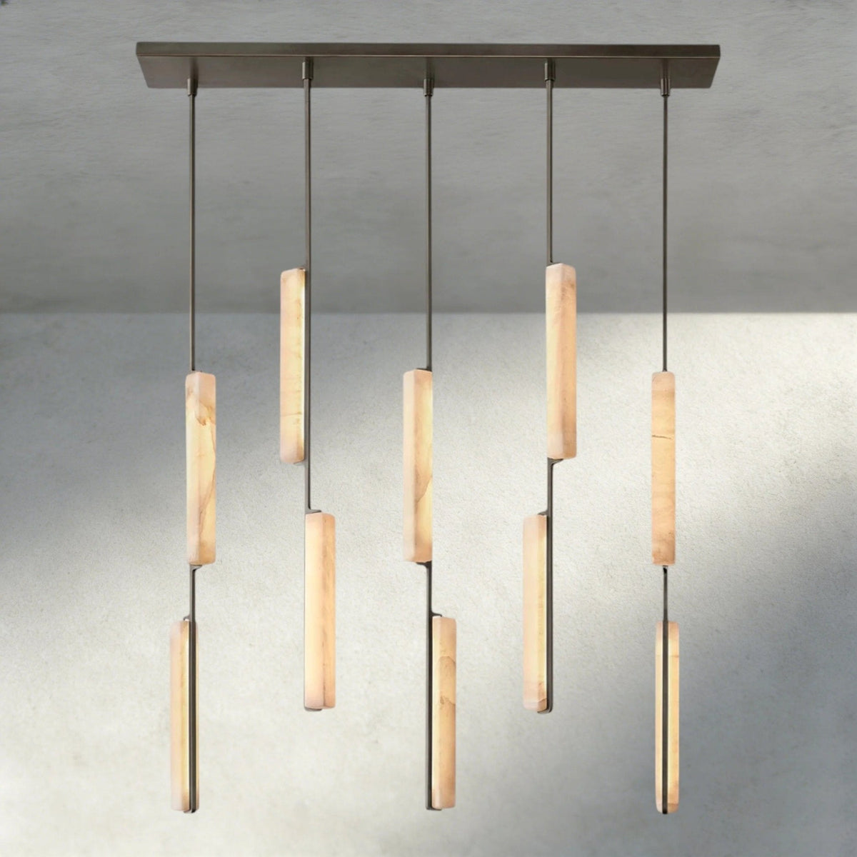 Budubon Alabaster Linear Chandelier - cyranlighting