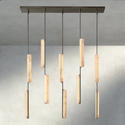 Budubon Alabaster Linear Chandelier - cyranlighting
