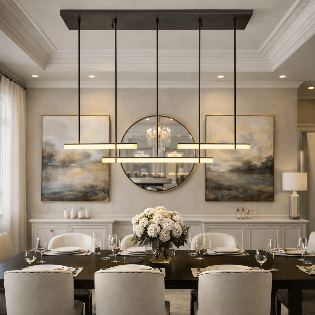 BUDUBON ALABASTER TRIPLE BAR LINEAR CHANDELIER - cyranlighting