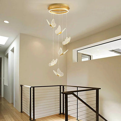 Butterfly Chandelierv Modern Metal Disk Acrylic Ceiling Light - Cyran Lamps
