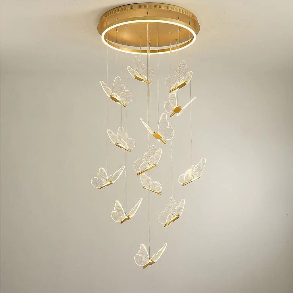 Butterfly Chandelierv Modern Metal Disk Acrylic Ceiling Light - Cyran Lamps