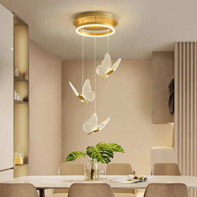 Butterfly Chandelierv Modern Metal Disk Acrylic Ceiling Light - Cyran Lamps