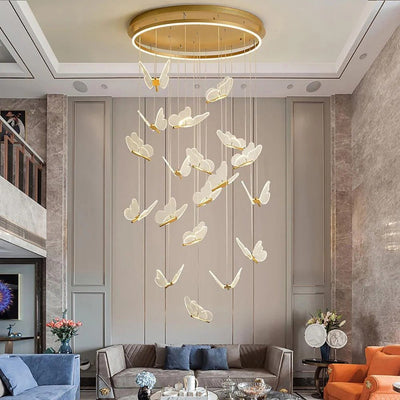 Butterfly Chandelierv Modern Metal Disk Acrylic Ceiling Light - Cyran Lamps