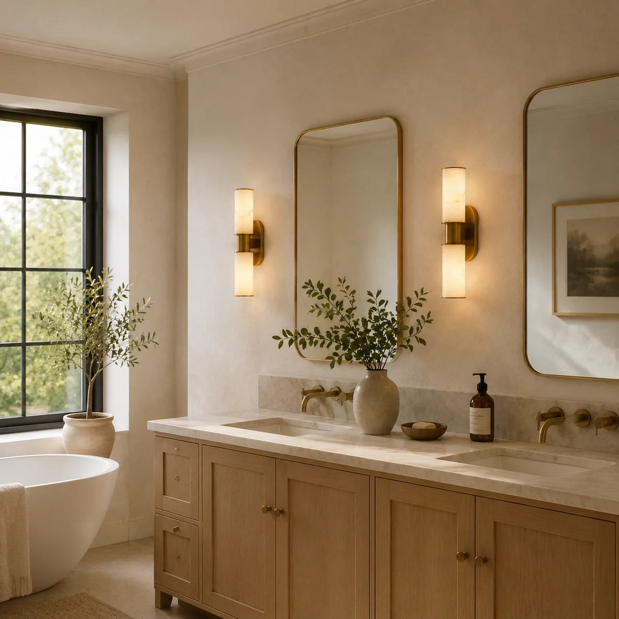 Harlin 2-Light Wall Sconce in Alabaster