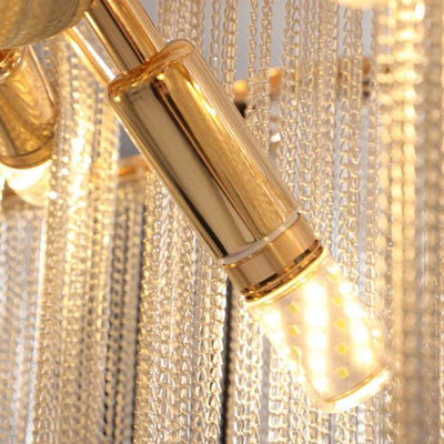 Cadena Chain Tassel Flush Mount Chandelier - cyranlamps