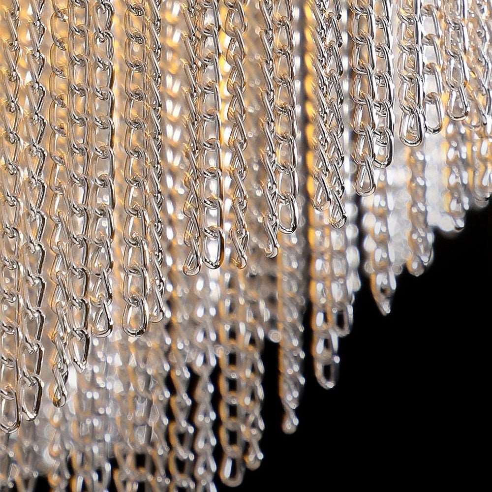 Cadena Chain Tassel Flush Mount Chandelier - cyranlamps
