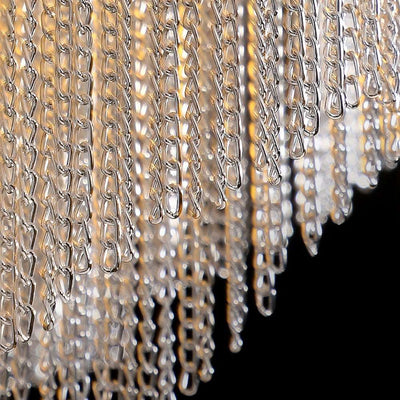 Cadena Chain Tassel Flush Mount Chandelier - cyranlamps