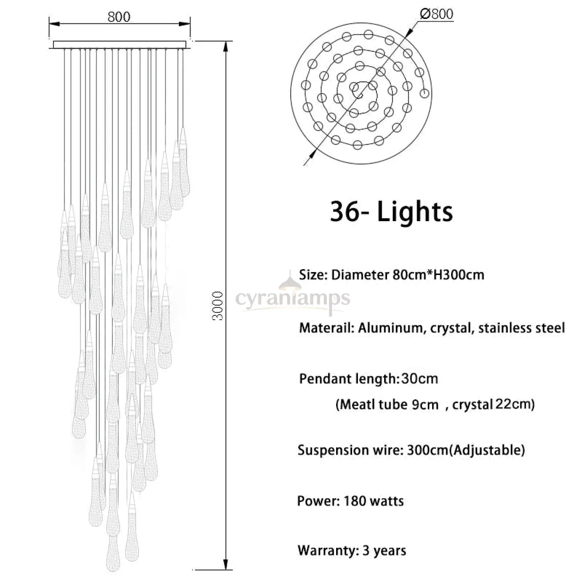 Cadere Modern Staircase Chandelier - cyranlighting