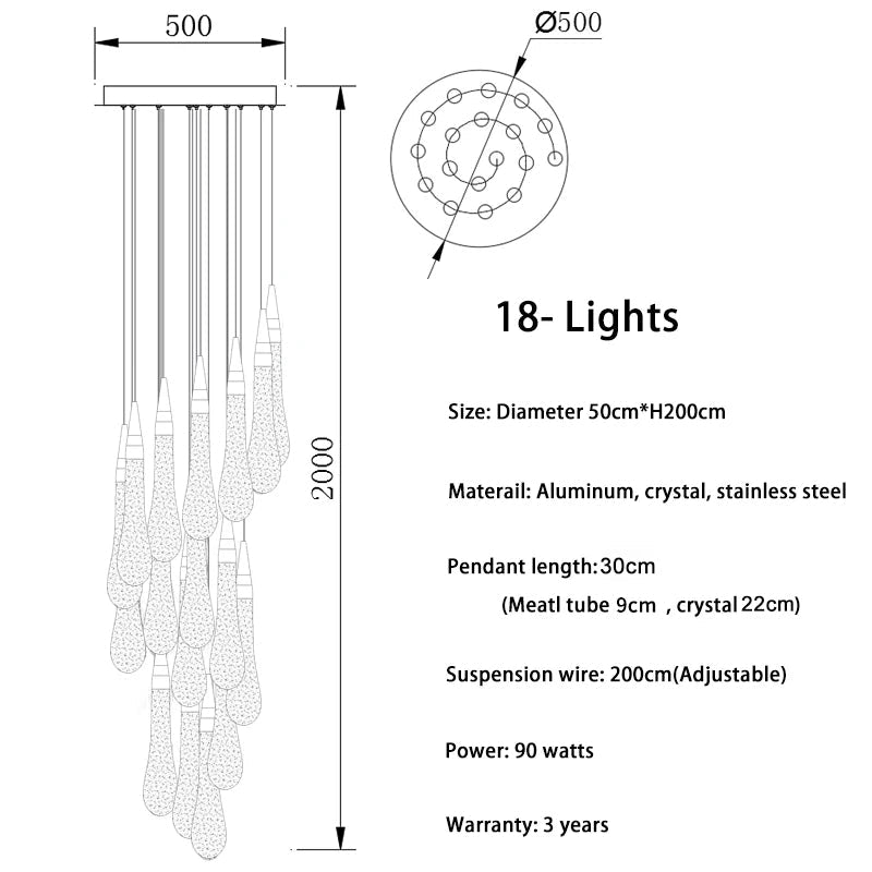Cadere Modern Staircase Chandelier - cyranlamps