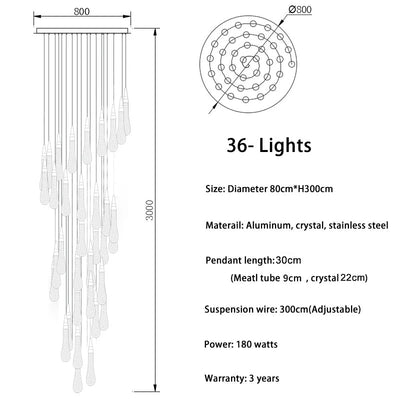 Cadere Modern Staircase Chandelier - cyranlamps
