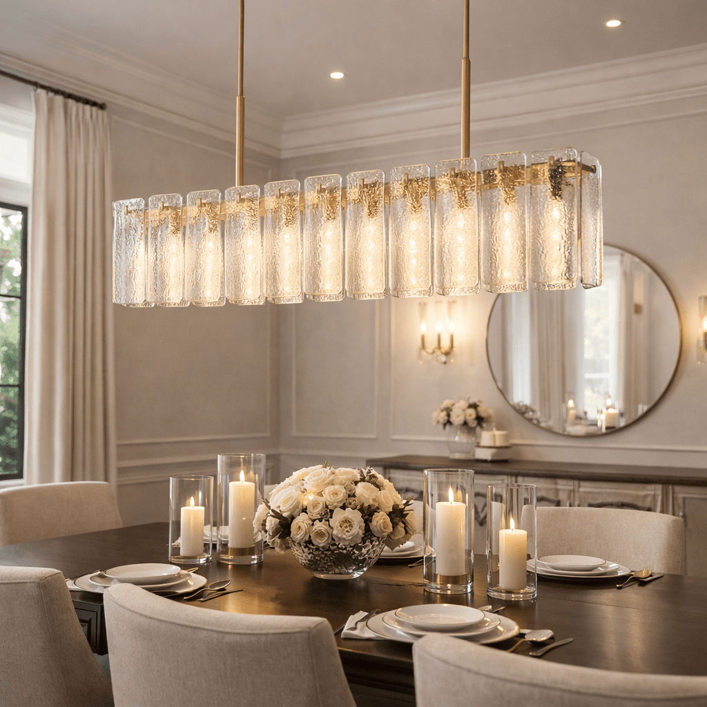 Calametta Glass Rectangular Chandelier - cyranlighting