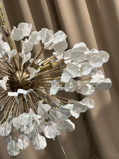 Lunaria Ceramic Leaves Chandelier 42''D