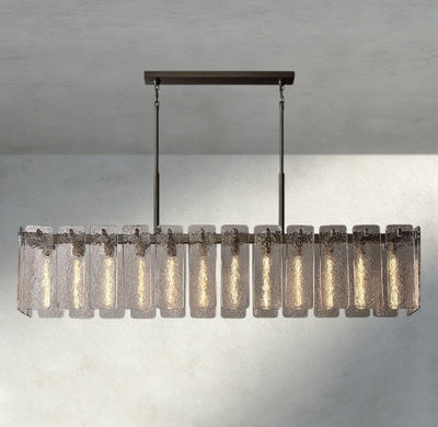 Celamotto Glass Rectangular Chandelier 60", 72" - cyranlighting