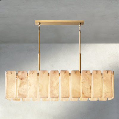 Celamotto Onyx Rectangular Alabaster Chandelier 60", 74" - Cyran Lamps