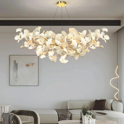 Ceramic Gingko Chandelier B - cyranlighting