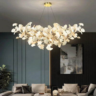 Ceramic Gingko Chandelier B - cyranlighting