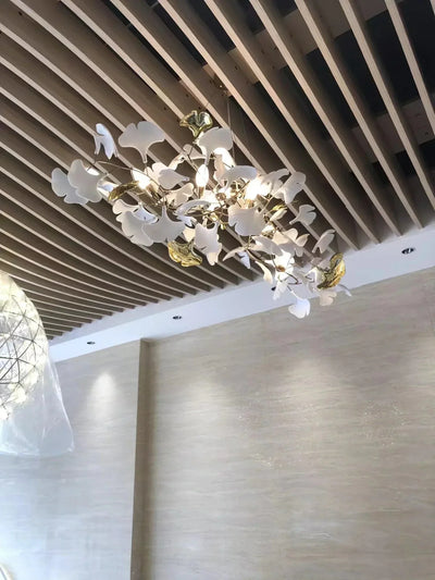 Ceramic Gingko Chandelier B - cyranlighting