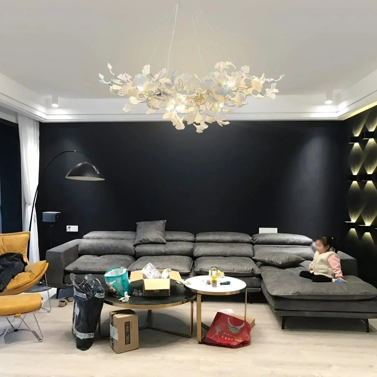 Ceramic Gingko Chandelier B - cyranlighting