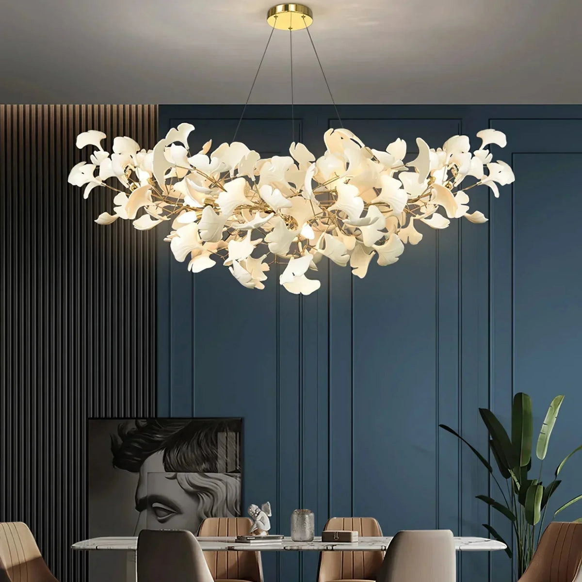 Ceramic Gingko Chandelier B - cyranlighting