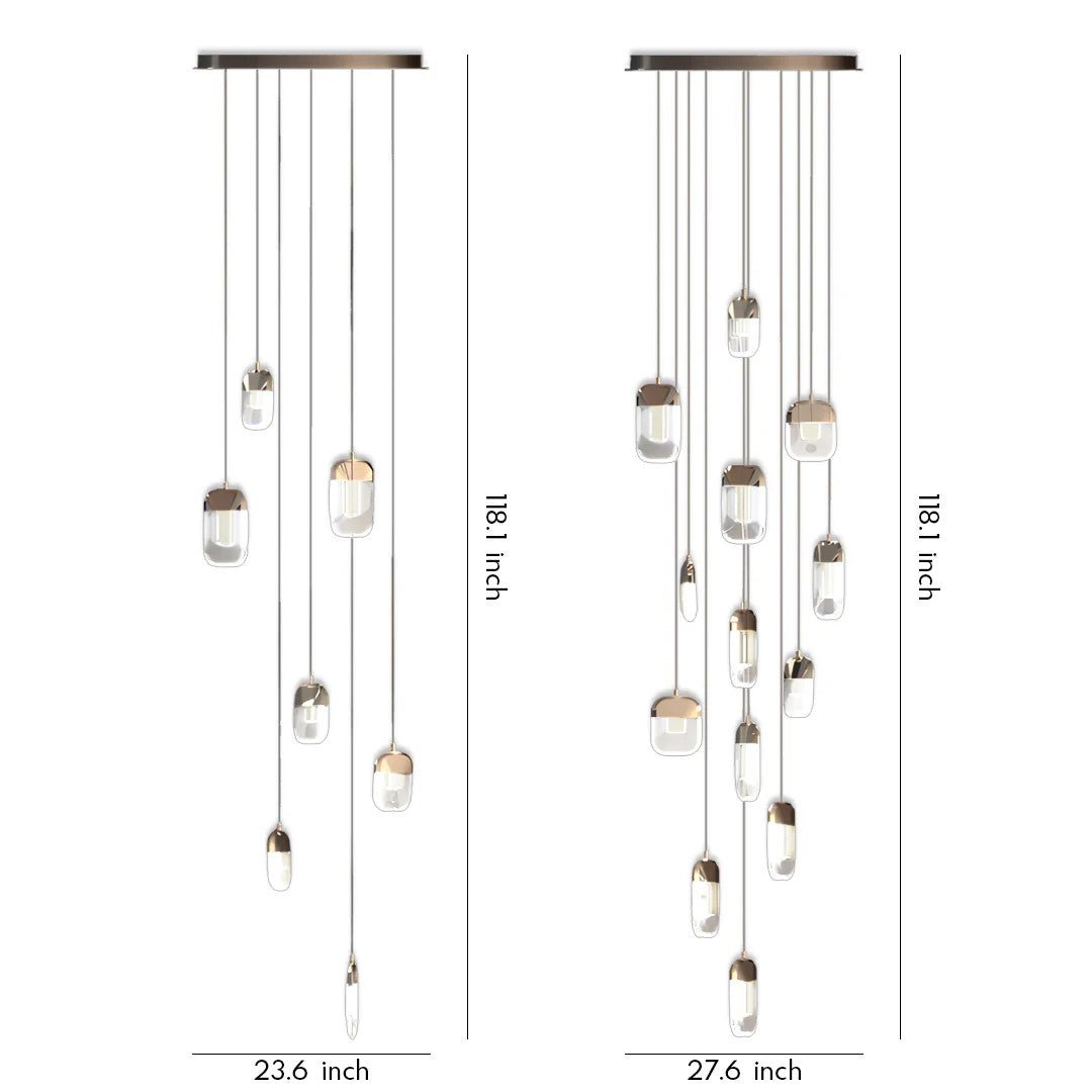 Chandelier for Staircase Full Copper Luxury Crystal Ceiling Light - Cyran Lamps