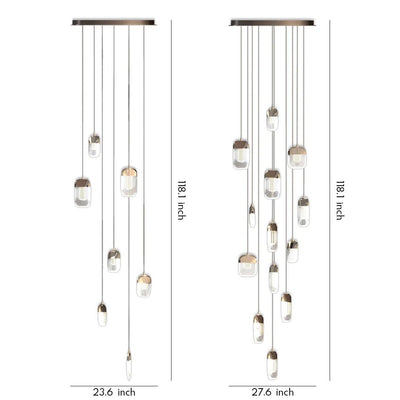 Chandelier for Staircase Full Copper Luxury Crystal Ceiling Light - Cyran Lamps
