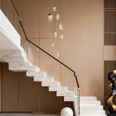 Chandelier for Staircase Full Copper Luxury Crystal Ceiling Light - Cyran Lamps