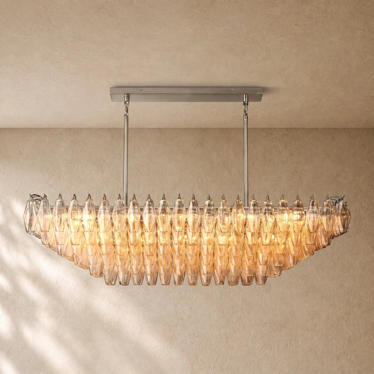 Chiaramn Glass Tired Rectangular Chandelier 54"74"