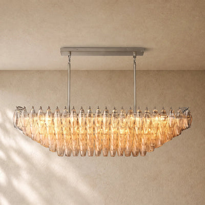 Chiaramn Glass Tired Rectangular Chandelier 54"74"