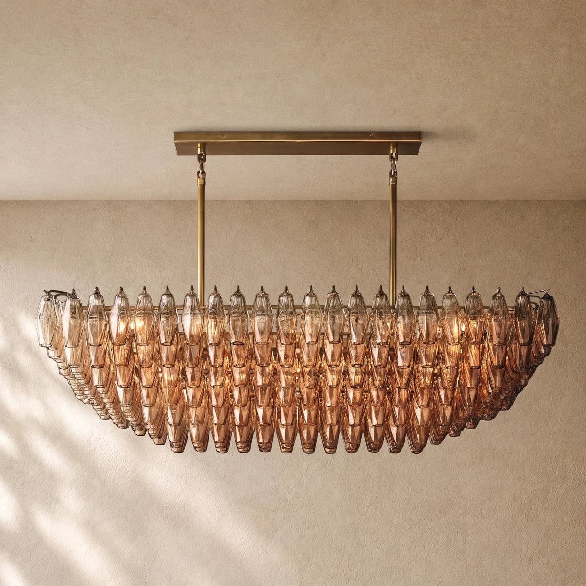 Chiaramn Glass Tired Rectangular Chandelier 54"74"