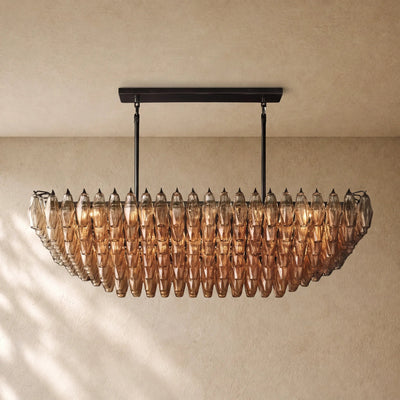 Chiaramn Glass Tired Rectangular Chandelier 54"74"