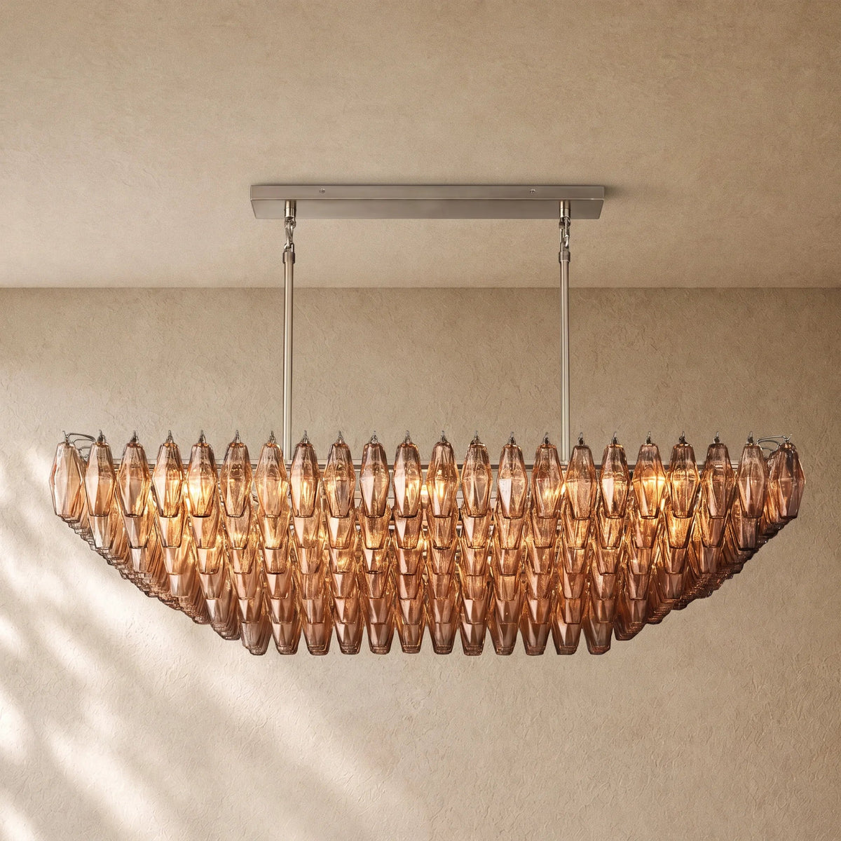 Chiaramn Glass Tired Rectangular Chandelier 54"74"