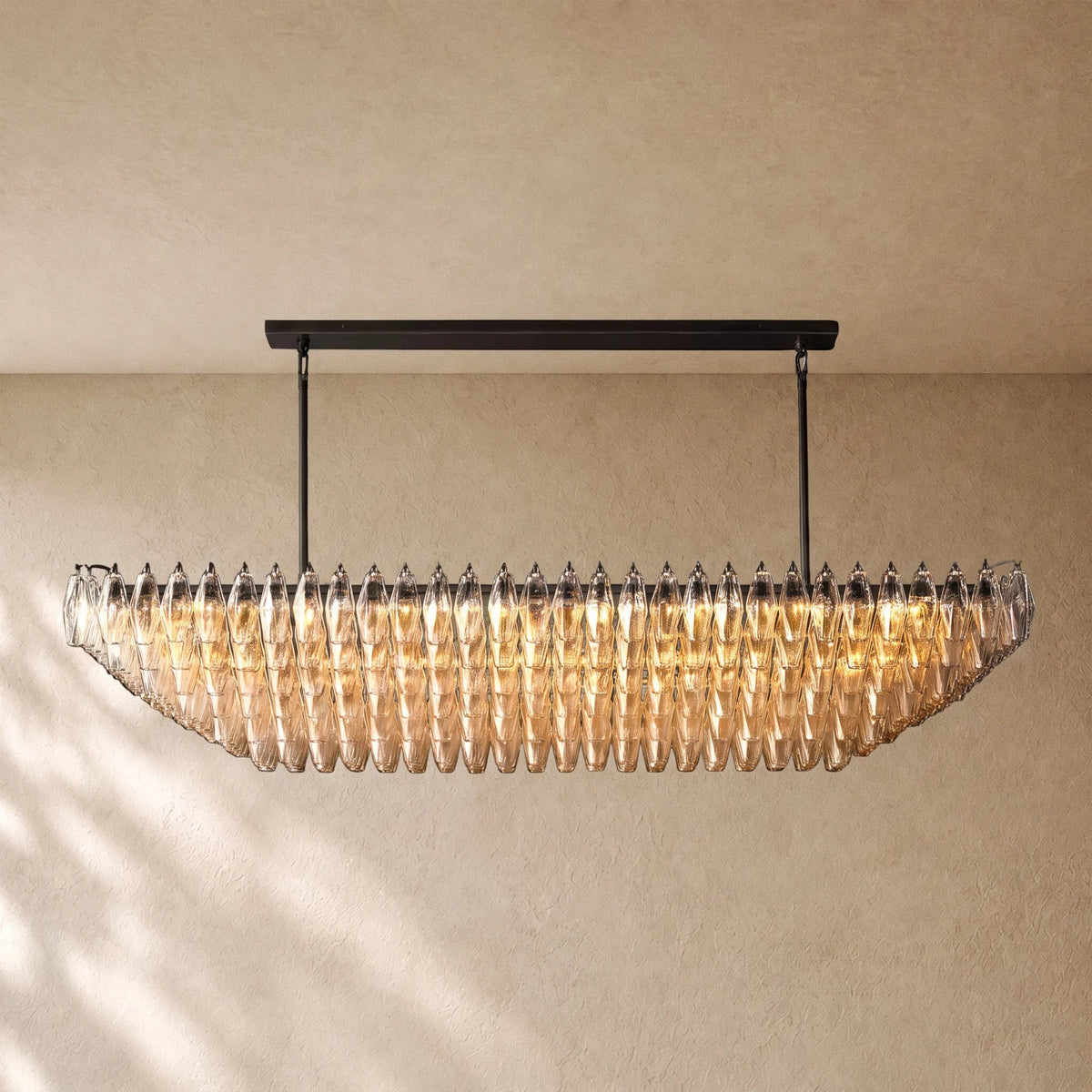 Chiaramn Glass Tired Rectangular Chandelier 54"74"