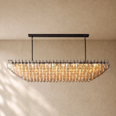 Chiaramn Glass Tired Rectangular Chandelier 54"74"