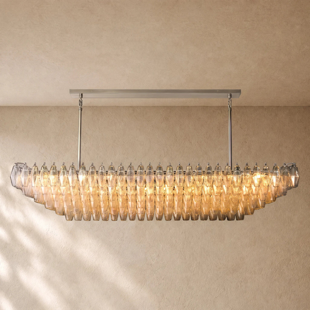 Chiaramn Glass Tired Rectangular Chandelier 54"74"